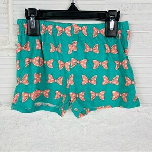 DISNEY Teal and Coral Minnie mouse Bow Print cotton pajama Shorts size 6